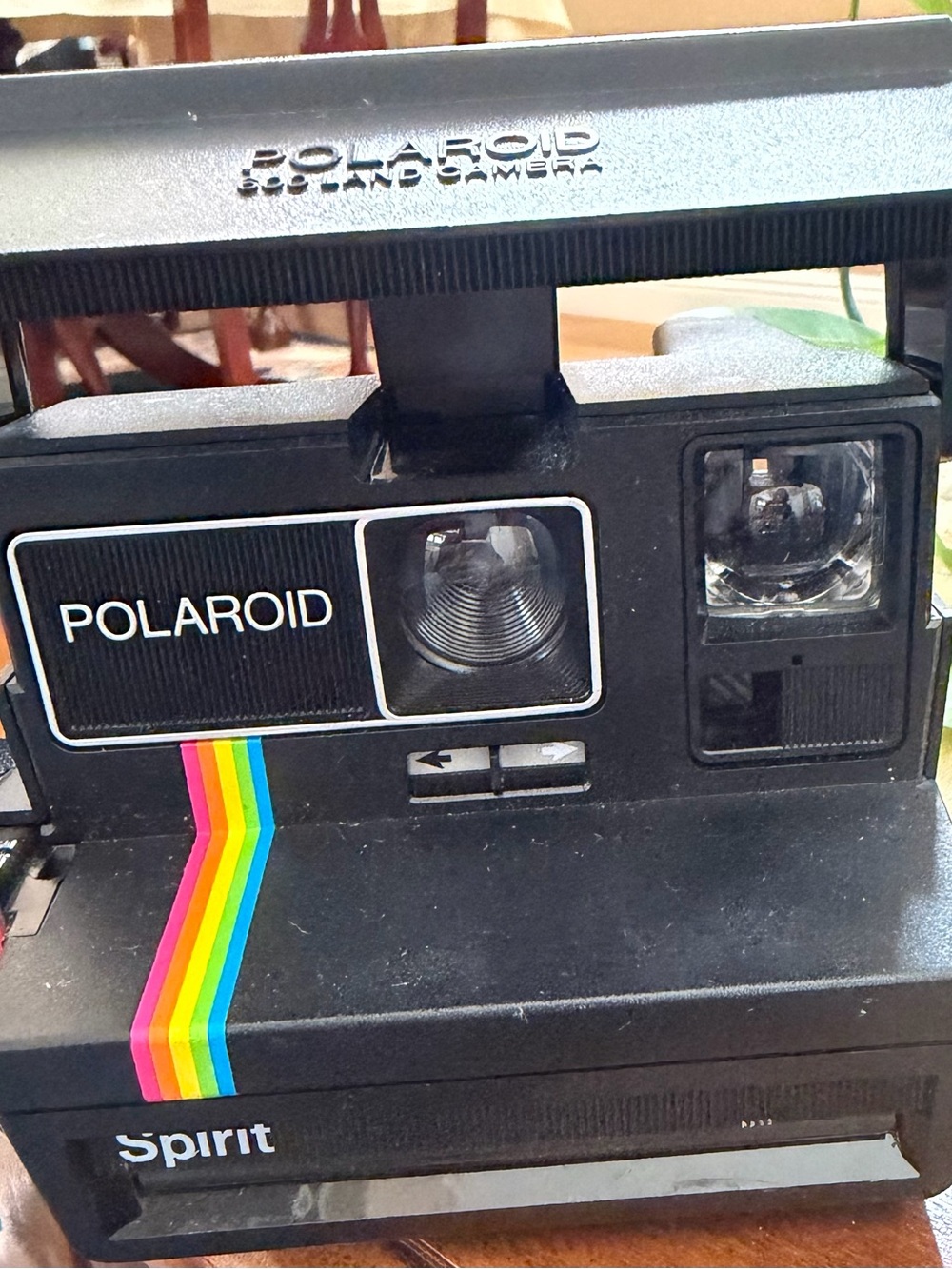 Vintage Polaroid 600 Spirit camera Black Instant Camera with Rainbow Stripe